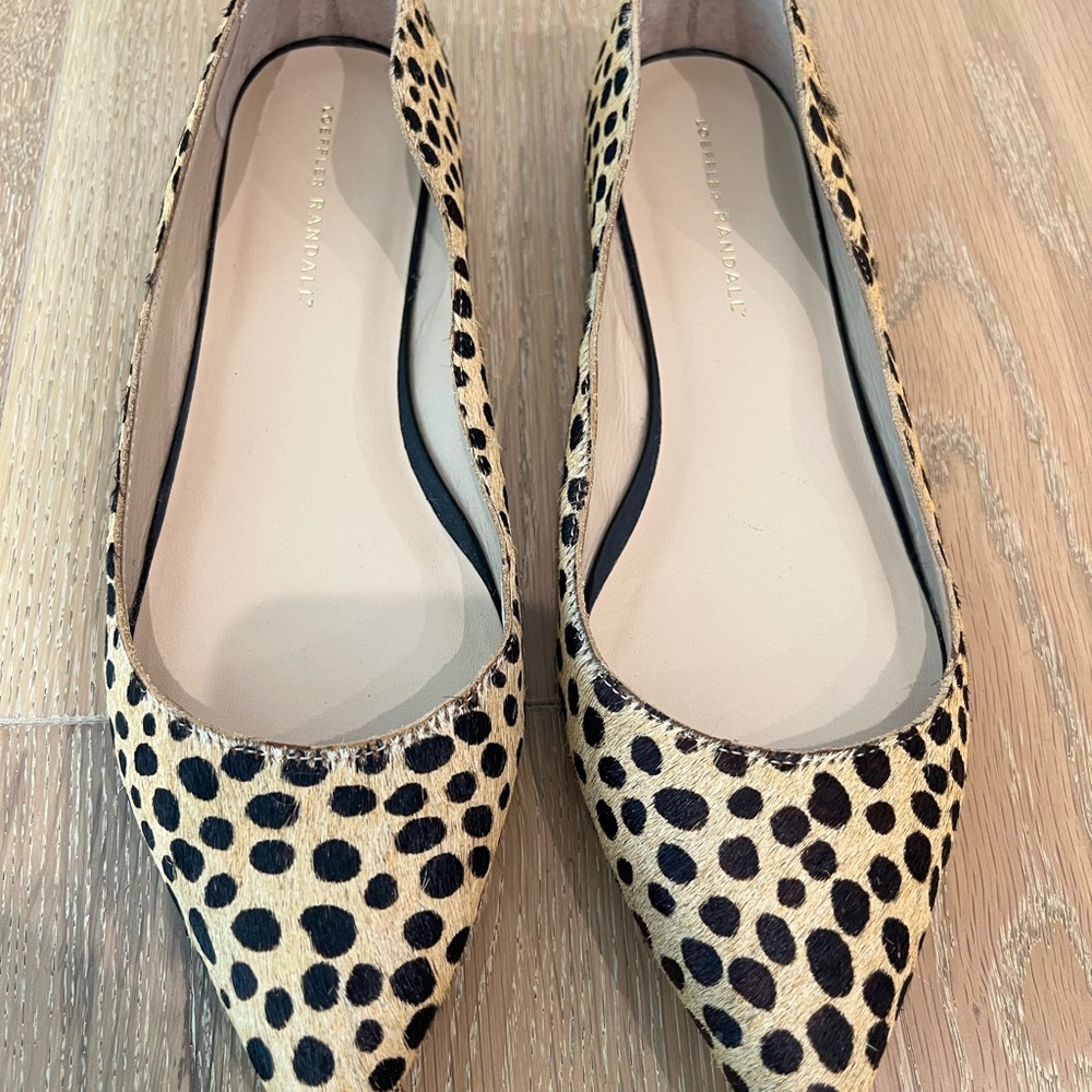 Loeffler Randall “Milla” cheetah pointed toe flats.
